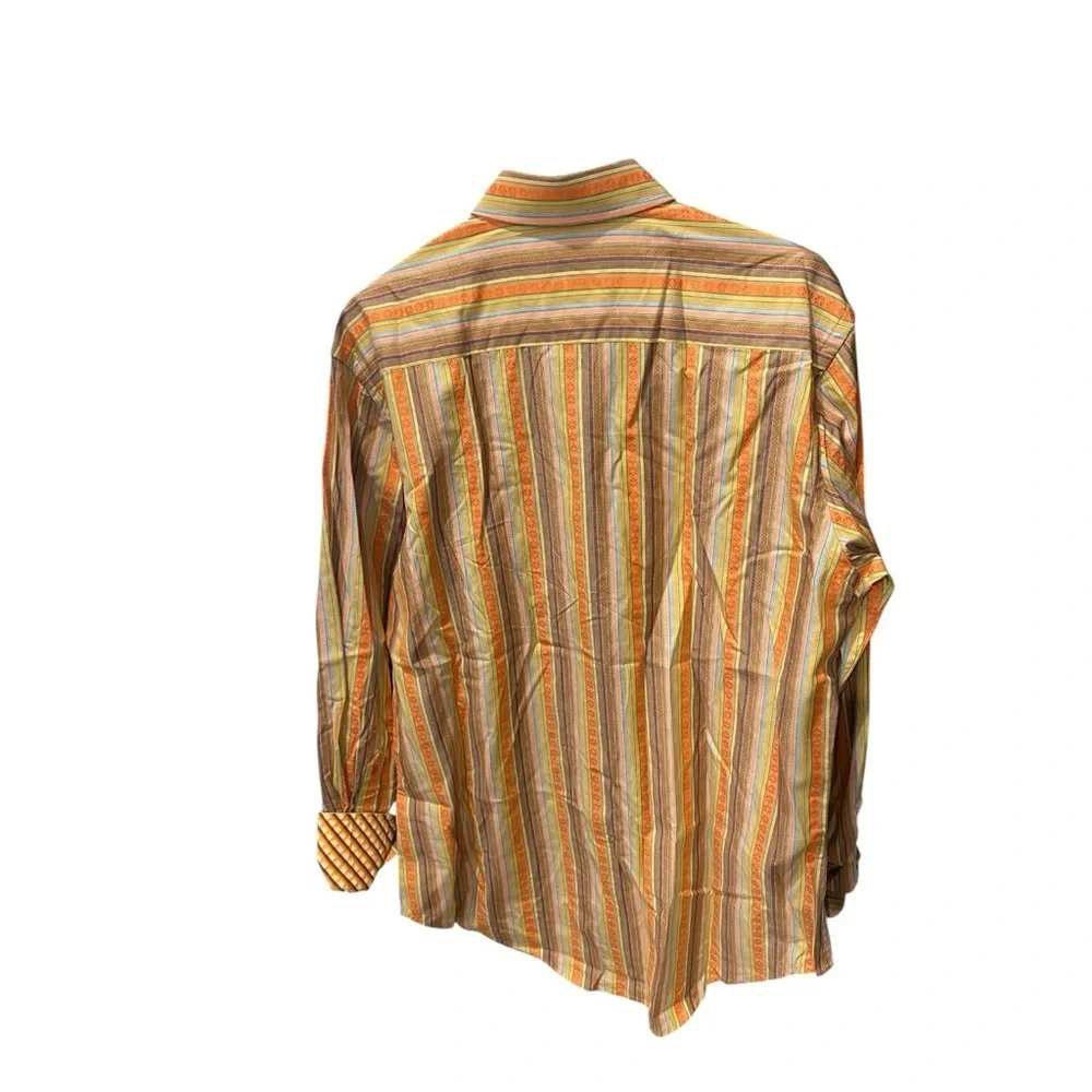 ROBERT GRAHAM Mens 100% Cotton flip cuff Orange Button floral stripe Shirt sz M - Picture 9 of 9